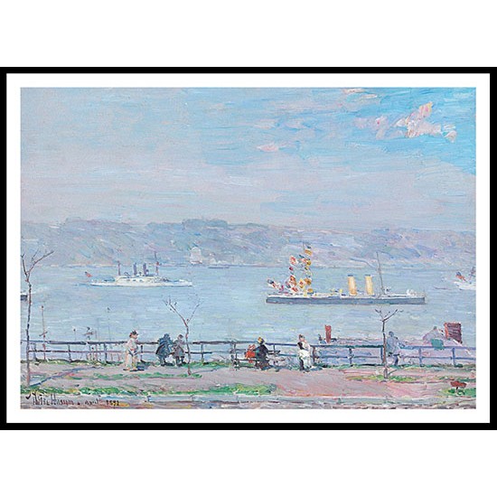 Men o' War   `The Blake` and `The Boston` 1893, A New Print Of a Frederick Childe Hassam Painting